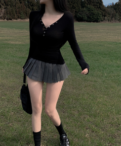 テンセルトトスナップロングスリーブ(5color) BLACK