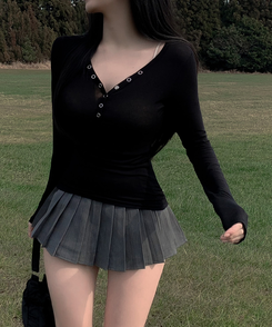 テンセルトトスナップロングスリーブ(5color) BLACK