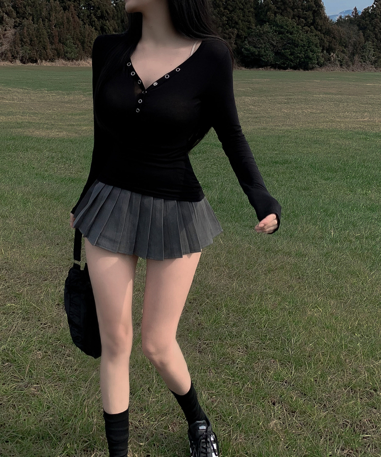 テンセルトトスナップロングスリーブ(5color) BLACK