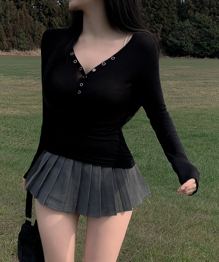 テンセルトトスナップロングスリーブ(5color) BLACK