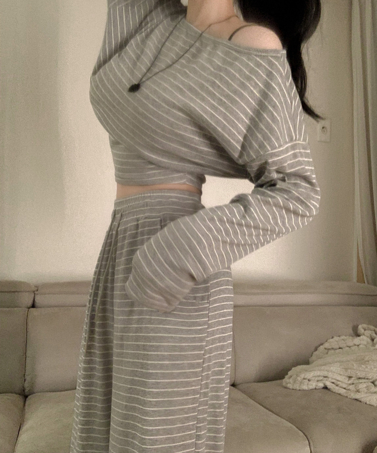 ストライプワイドトレーニングパンツ GREY