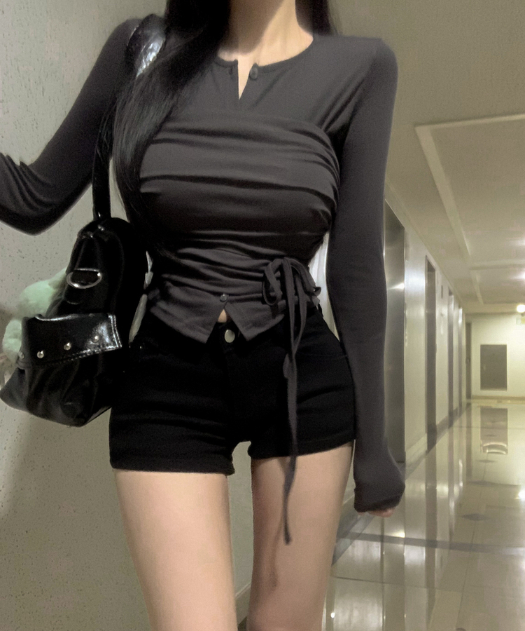 간절기추천 셔링 스트랩 튜브탑 뷔스티에 나시탑 버튼 단추 가디건 세트 먹색