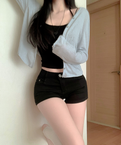 リネンセミクロップカーディガン(6color) SKY BLUE