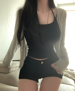 リネンセミクロップカーディガン(6color) GREY