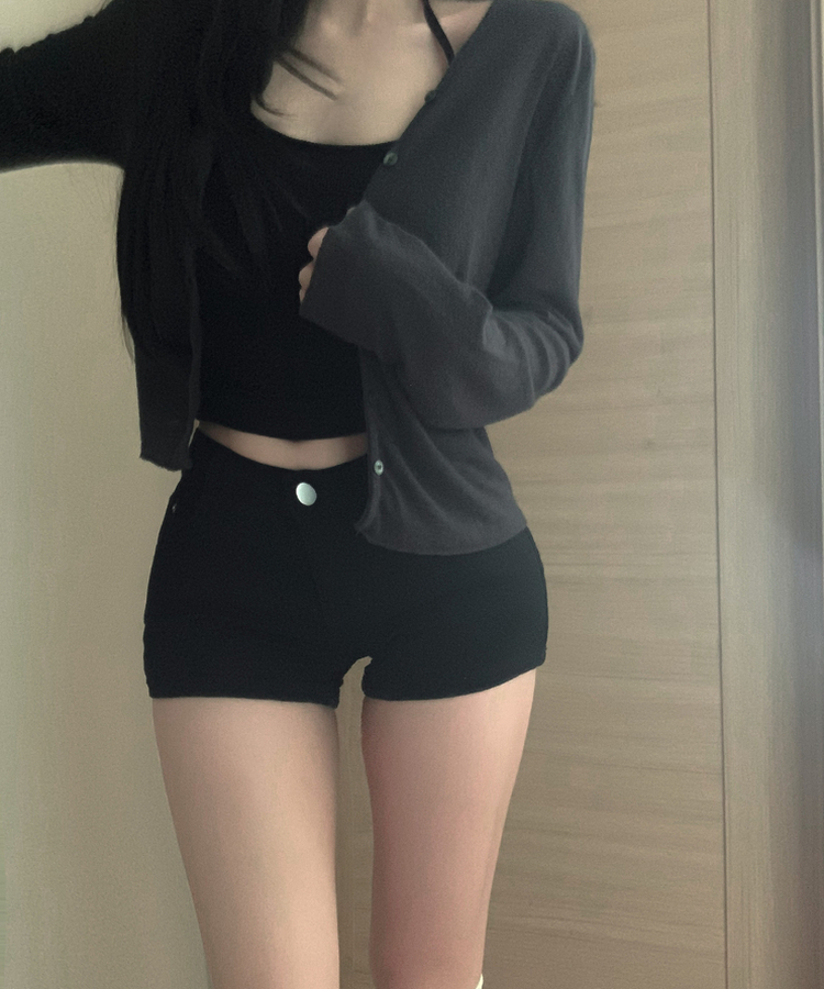 リネンセミクロップカーディガン(6color) CHARCOAL