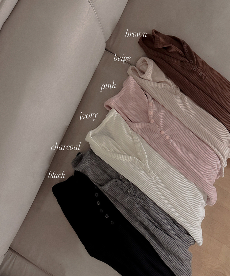 Vネックレイヤードオフ長袖Tシャツ(6color)