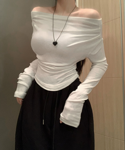 ワンオフドレープシアリング長袖Tシャツ(6color) IVORY