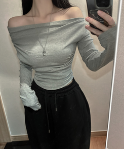 ワンオフドレープシアリング長袖Tシャツ(6color) GREY