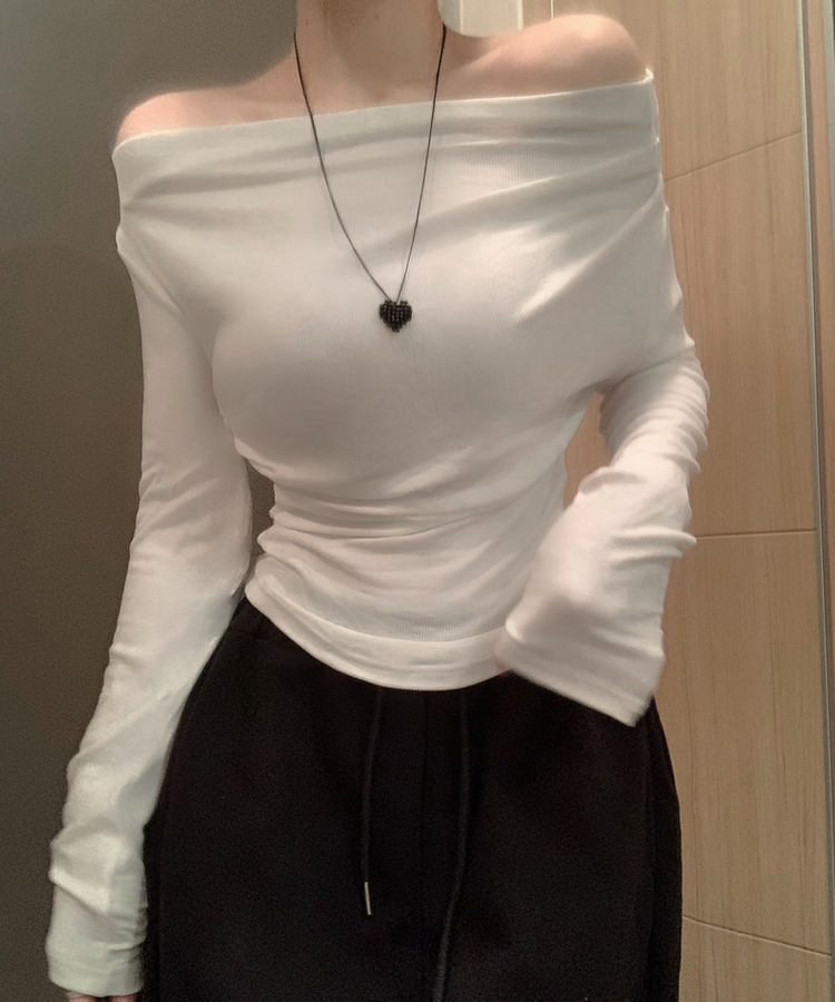 ワンオフドレープシアリング長袖Tシャツ(6color) IVORY