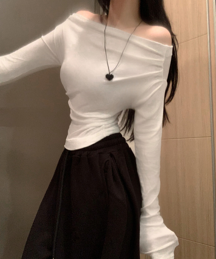 ワンオフドレープシアリング長袖Tシャツ(6color) IVORY