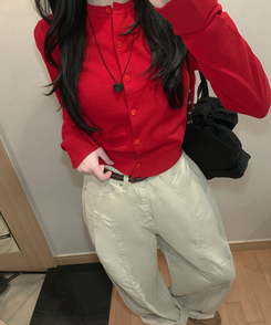 ベーシックニットボタンカーディガン(6color) red