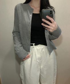 ベーシックニットボタンカーディガン(6color) GREY