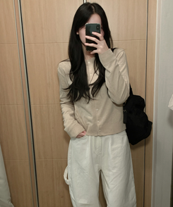 ベーシックニットボタンカーディガン(6color) BEIGE