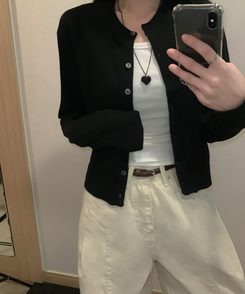 ベーシックニットボタンカーディガン(6color) BLACK