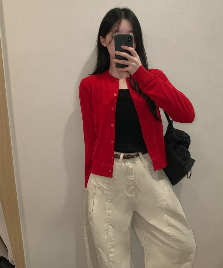 ベーシックニットボタンカーディガン(6color) red