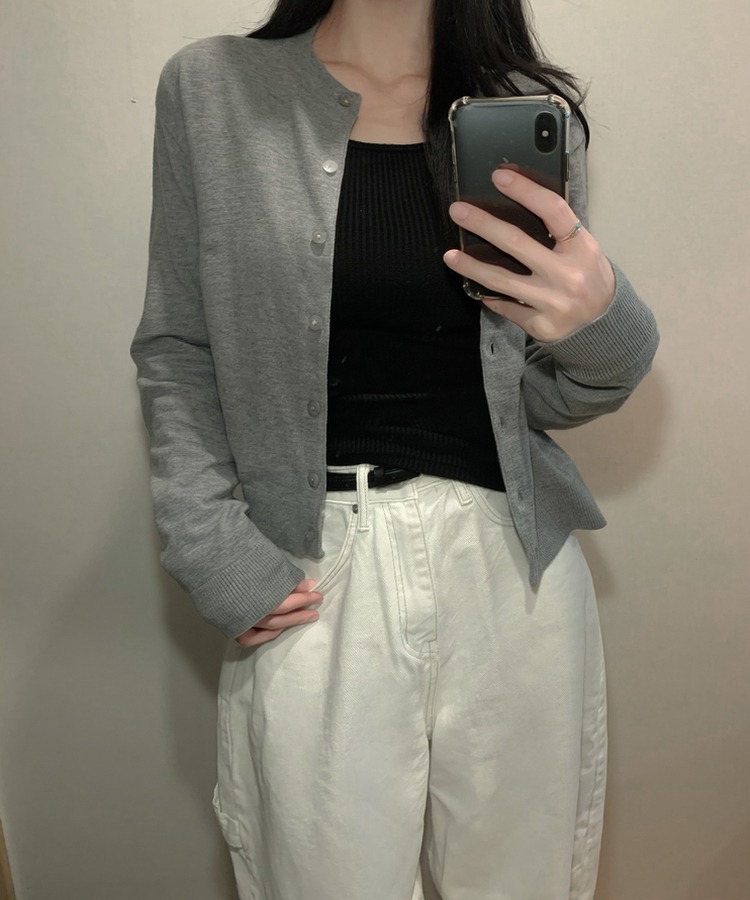 ベーシックニットボタンカーディガン(6color) GREY