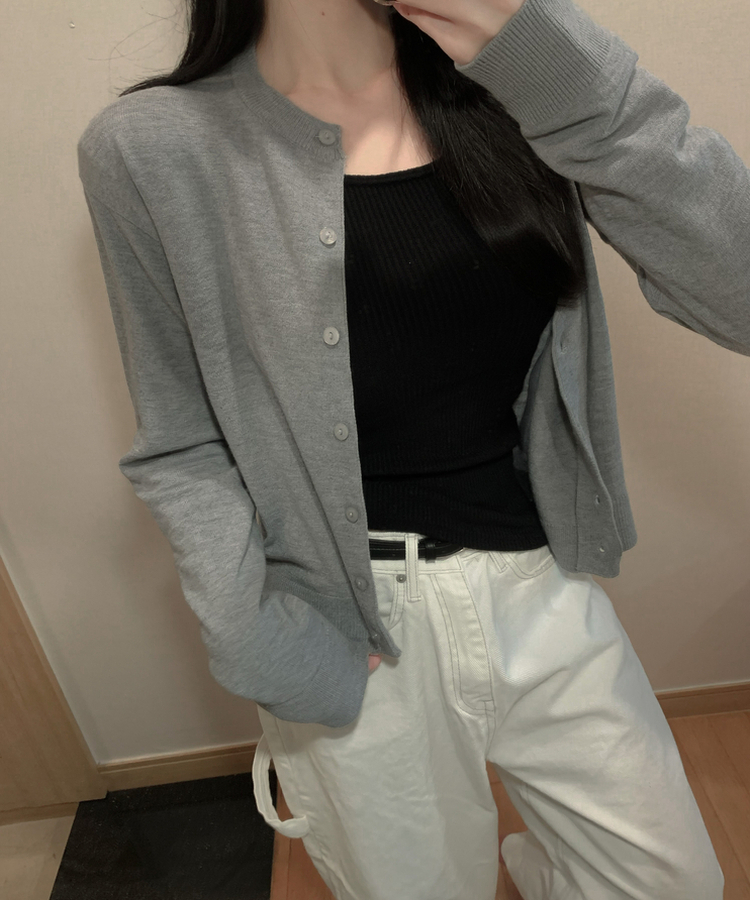 ベーシックニットボタンカーディガン(6color) GREY