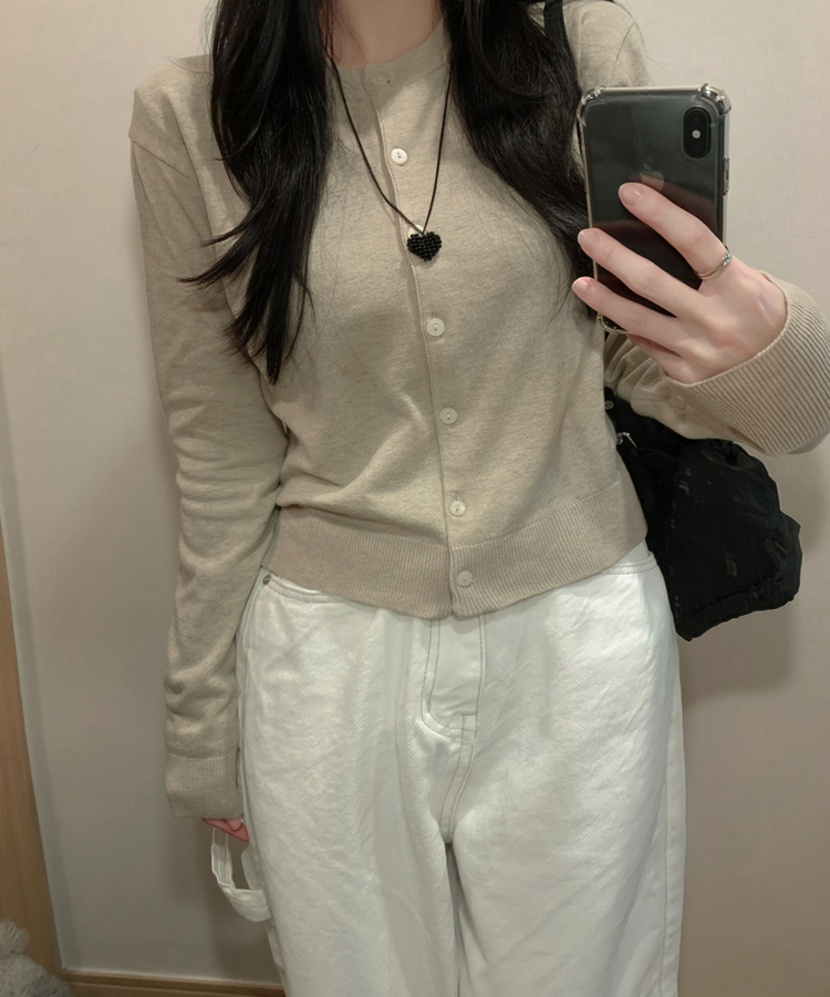 ベーシックニットボタンカーディガン(6color) BEIGE