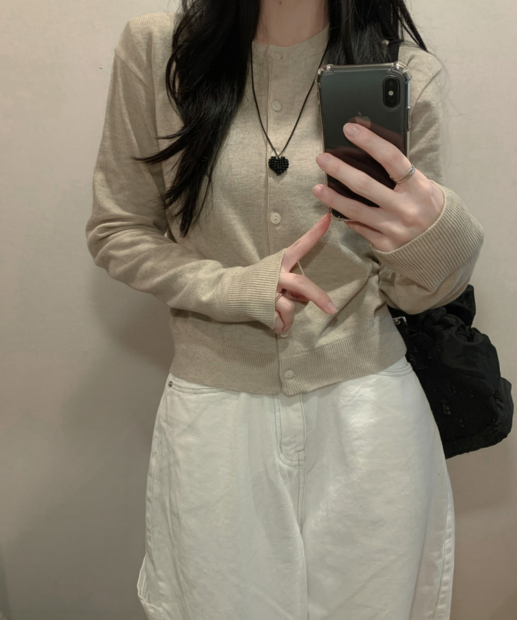 ベーシックニットボタンカーディガン(6color) BEIGE