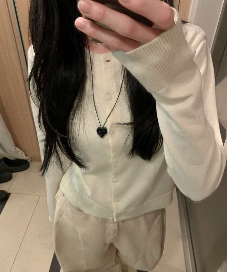 ベーシックニットボタンカーディガン(6color) IVORY