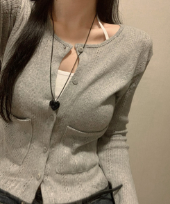 ビビッドフラワーパンチングカーディガン GREY