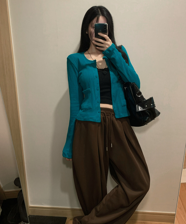 ビビッドフラワーパンチングカーディガン BLUE