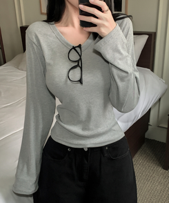 ベーシックデイリー無地長袖Tシャツ(7color) GREY