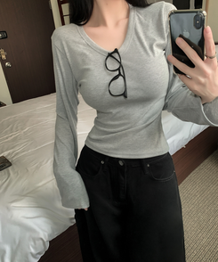 ベーシックデイリー無地長袖Tシャツ(7color) GREY