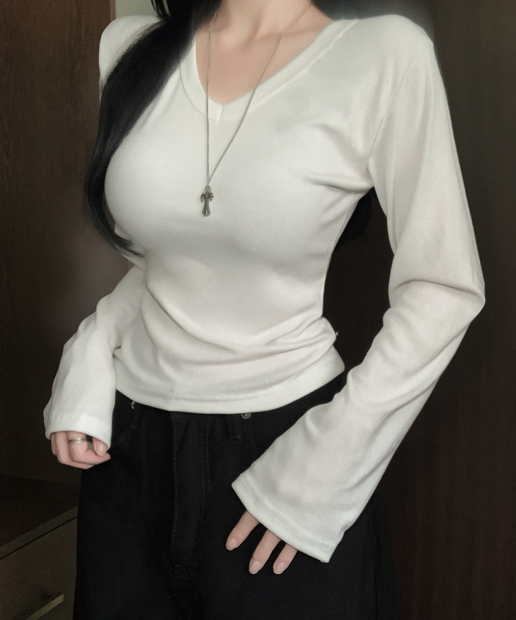 ベーシックデイリー無地長袖Tシャツ(7color) IVORY