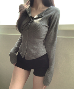 スリムスナップボタンカーディガン(6color) CHARCOAL