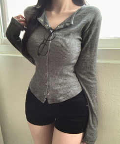 スリムスナップボタンカーディガン(6color) IVORY