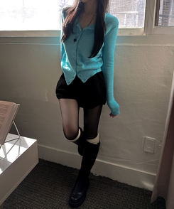 コットンキャンディニットカーディガン NEON BLUE