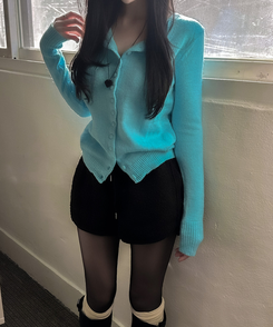 コットンキャンディニットカーディガン NEON BLUE