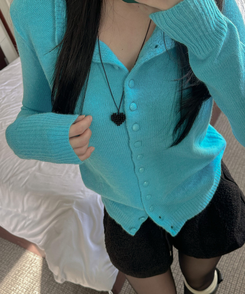 コットンキャンディニットカーディガン NEON BLUE