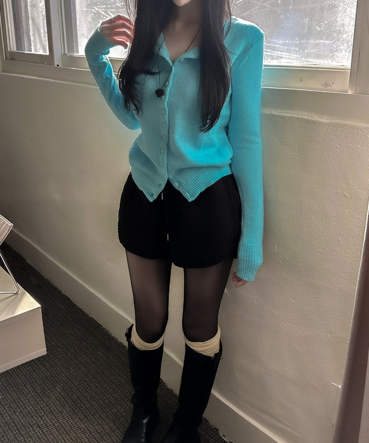 コットンキャンディニットカーディガン NEON BLUE