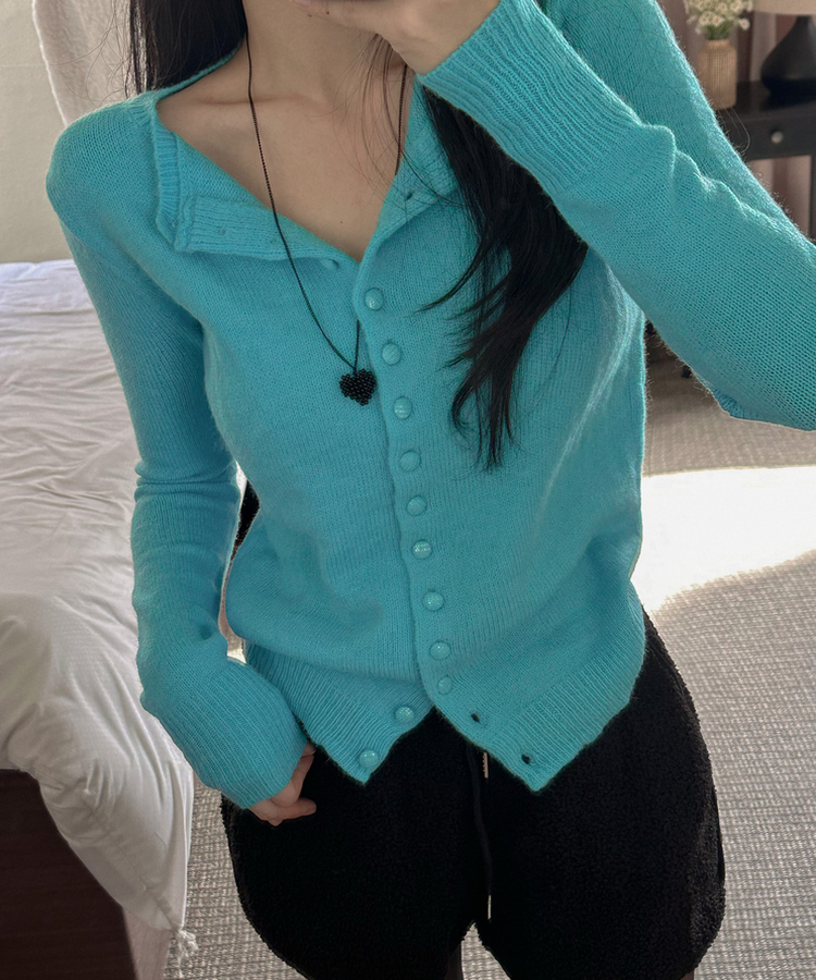 コットンキャンディニットカーディガン NEON BLUE