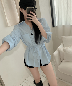 スプリングオフショルダーシャツ SKY BLUE