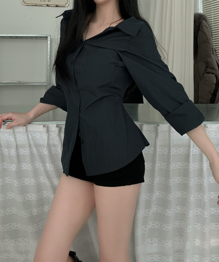 スプリングオフショルダーシャツ NAVY