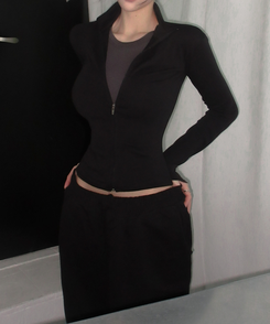 スリムハイネックジップアップ(6color) BLACK