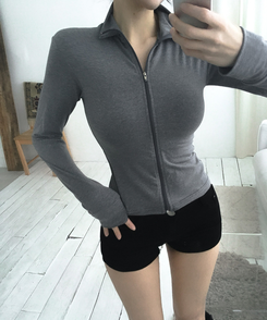 スリムハイネックジップアップ(6color) GREY