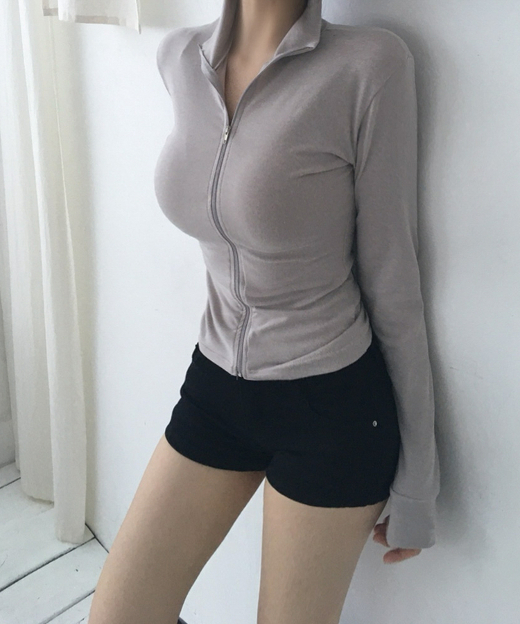 スリムハイネックジップアップ(6color) BEIGE