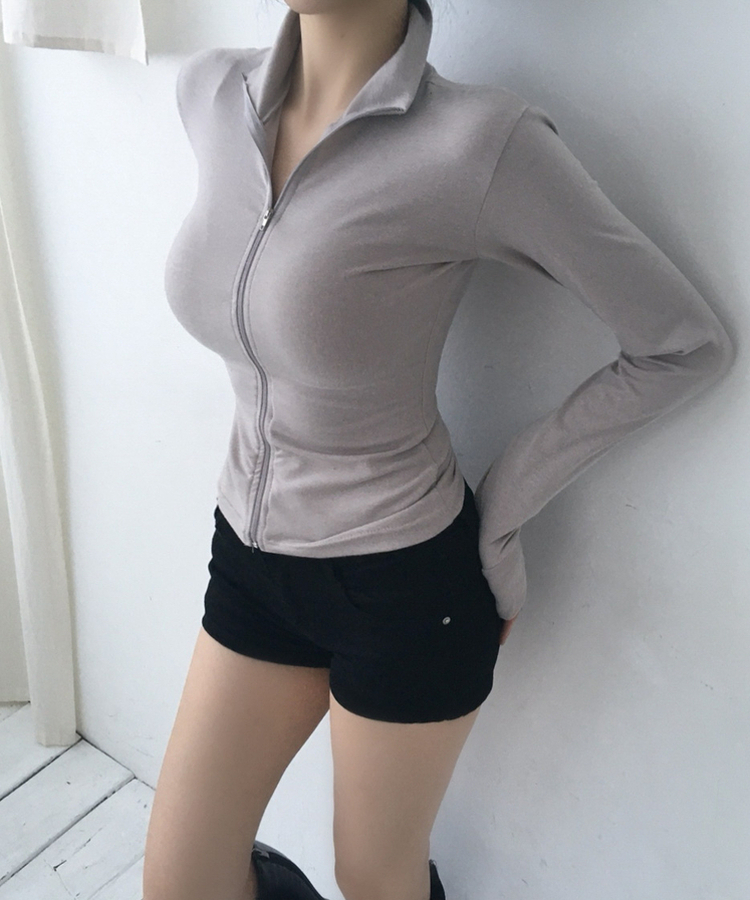 スリムハイネックジップアップ(6color) BEIGE