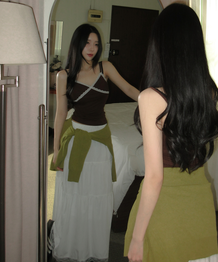 フェアリーフリルロングマキシスカート WHITE