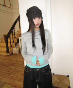 スリム無地ベーシック長袖Tシャツ(5color) MELANGE GRAY