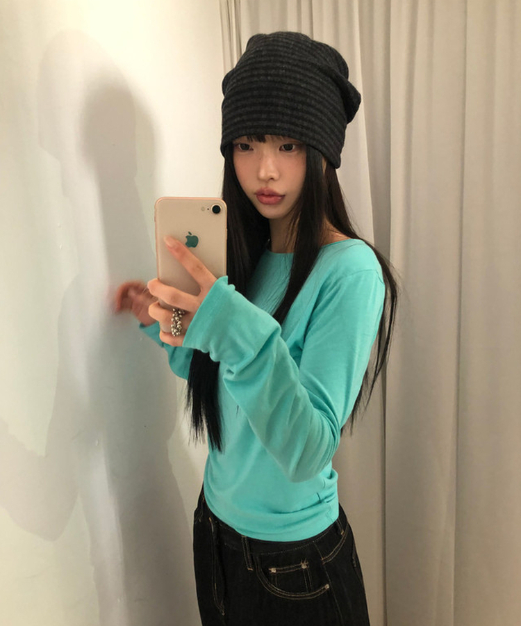 スリム無地ベーシック長袖Tシャツ(5color) MINT