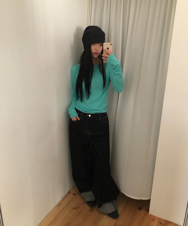 スリム無地ベーシック長袖Tシャツ(5color) MINT