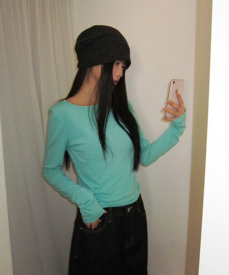 スリム無地ベーシック長袖Tシャツ(5color) MINT