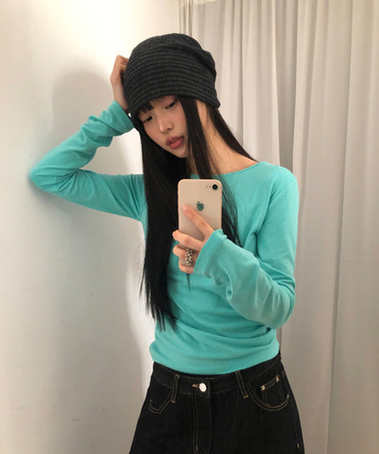 スリム無地ベーシック長袖Tシャツ(5color) MINT