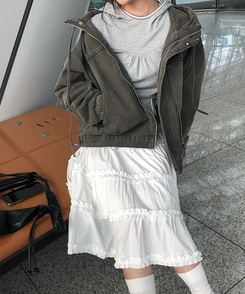 フリルティアードミディスカート WHITE