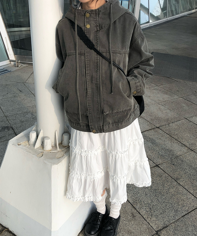 フリルティアードミディスカート WHITE